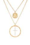 Mix Tone Cross Coin Pendant Necklace