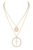 Mix Tone Cross Coin Pendant Necklace