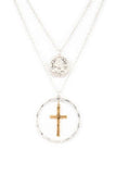 Mix Tone Cross Coin Pendant Necklace