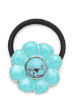 3 PC Turquoise Flower Stone Hair Tie