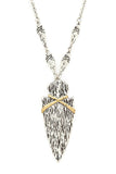 2 Tone Metal Arrowhead Pendant Necklace Set