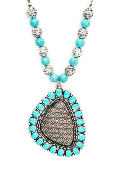 Aztec Printed Large Pendant Necklace Set