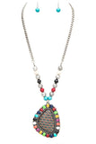 Aztec Printed Large Pendant Necklace Set