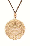 Tree Laser Cut Pedant Suede Necklace