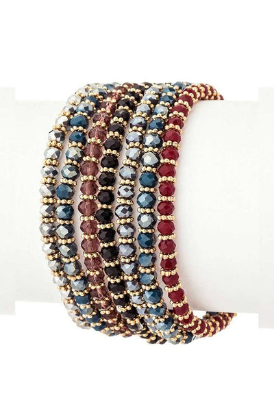 Mix Beads 7 Layered Stretch Bracelet Set