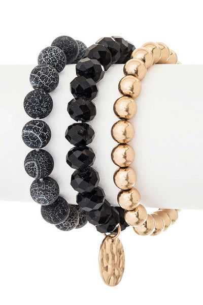 Mix Beads Layered Stretch Bracelet Set