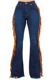 Fringe Bell Bottom in Dark Blue Made in the USA