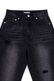 Black distressed straight jeans