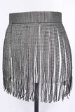 Rhinestone Slash Fringe Belt