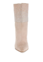 Podstar Rhinestones Embellished Foldover Boots