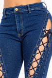 American Bazi High Rise Lace Up Jeans