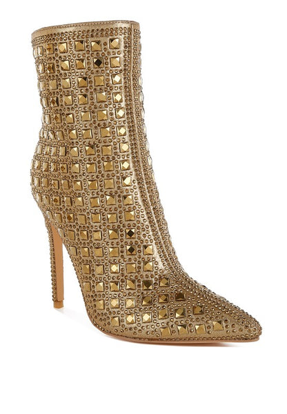 Frostin Pointed Toe Rhinestones Stiletto Boots