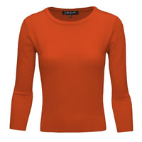 Crewneck 3/4 Sleeve Spandex Pullover Sweater