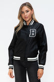 Love Me Now PU Leather Contrast Snap Down Bomber Jacket