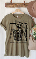 Death Before Decaf Skull PLUS Graphic Tee