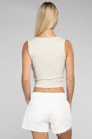 Ribbed Scoop Neck Cropped Sleeveless Top