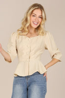 3/4 Sleeve front button blouse