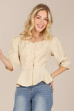 3/4 Sleeve front button blouse