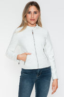 Snobbish PU Leather Zip Up Jacket with Pockets