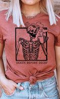 Death Before Decaf Skull PLUS Graphic Tee