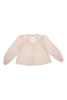 Swiss dot chiffon blouse with ruffled neck