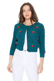 Cherry Crochet Pom Pom Cropped Cardigan Sweater