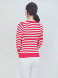 Striped Long Sleeve Pullover Stretch Sweater