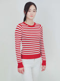 Striped Long Sleeve Pullover Stretch Sweater