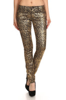 Low Rise Metallic Print Skinny jeans Pants