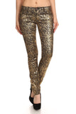 Low Rise Metallic Print Skinny jeans Pants