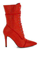 Bitetto Rhinestones Embellished Calf Boots