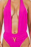 ONE PIECE BATHING SUIT DEEP OPEN WITH BELT ON WAIS