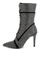 Bitetto Rhinestones Embellished Calf Boots