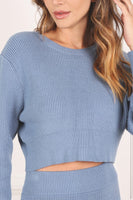 Ribbed knit crop top and skirt set