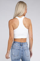 Ribbed Cropped Racerback Tank Top