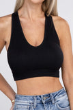 Ribbed Cropped Racerback Tank Top