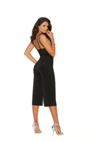 Elegant Moments Deep V Lycra Jumpsuit With Double Adjustable Straps And Back Zipper Closure