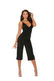 Elegant Moments Deep V Lycra Jumpsuit With Double Adjustable Straps And Back Zipper Closure