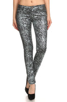 Low Rise Metallic Print Skinny jeans Pants