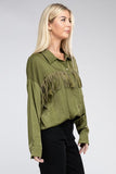 Fringe Trim Satin Shirt