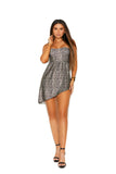 Elegant Moments Bandeau Mini Dress With Asymmetrical Hem And Back Zipper