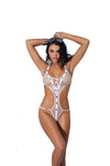 Elegant Moments Fishnet Lace Up Halter Neck Monokini