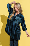 And The Why Fringe Detailed Velvet Shirt Dress