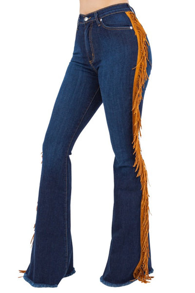 Fringe Bell Bottom in Dark Blue Made in the USA