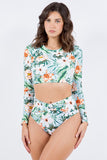 TWO PIECE FLORAL PRINTS LONG SELEEVES