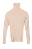 Wool blended mock neck sheer sweater