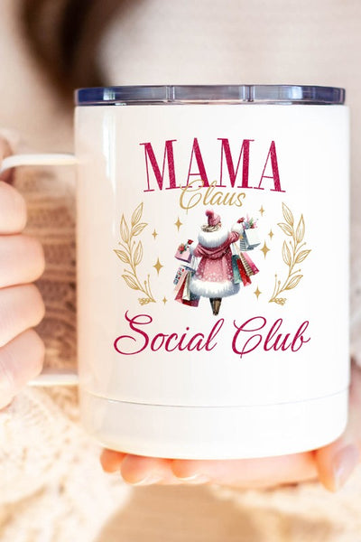 Christmas Pink Mama Claus Social Club Travel Cup