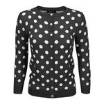 Polka Dot Jacquard 3/4 Sleeve Sweater Cardigan