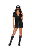 Elegant Moments Officer Strict - 4 Pc, Costume Includes Zip Front Mini Dress, Belt, Handcuffs And Hat