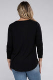 Plus Long Sleeve Round Neck Round Hem Top